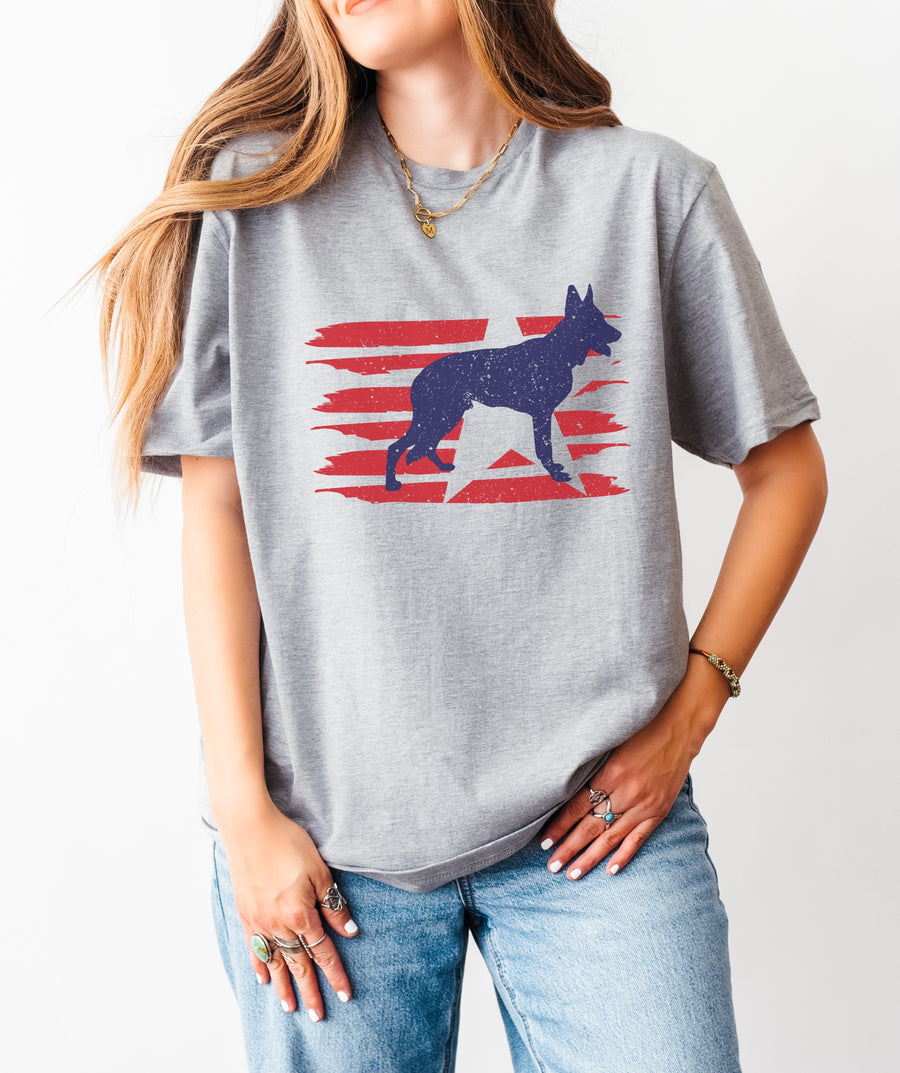 Patriotic Star GSD Silhouette T-Shirt