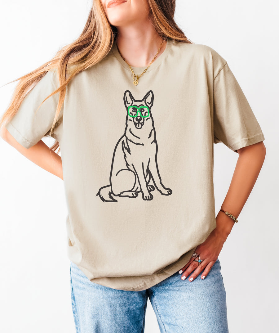 Green Glasses GSD Sketch T-Shirt