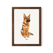 Watercolor GSD Pet Portrait - Tabletop Display