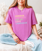 German Shepherd Love Language T-Shirt – Bright Edition