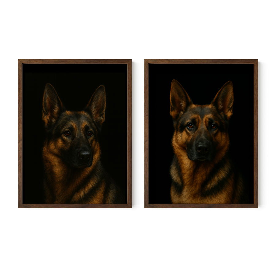 Set of 2 - Masterpiece Painting GSD 2 Pet Portrait
