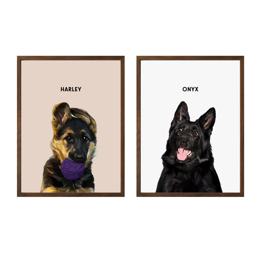 Set of 2 - Modern GSD 2 Pet Portraits