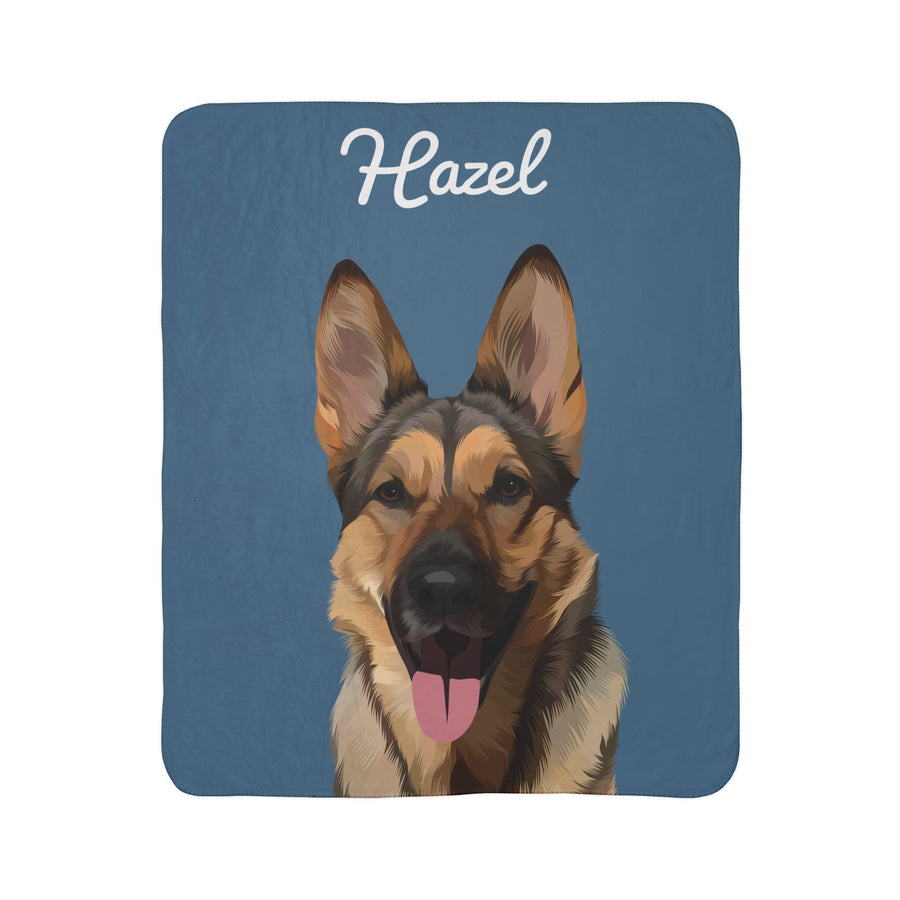 Custom German Shepherd Artwork Blanket – Sherpa (Heavyweight)
