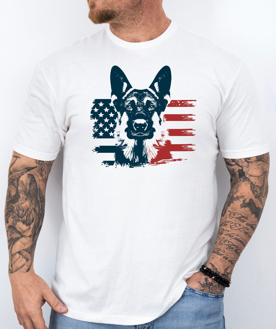 Flag Face German Shepherd T-Shirt
