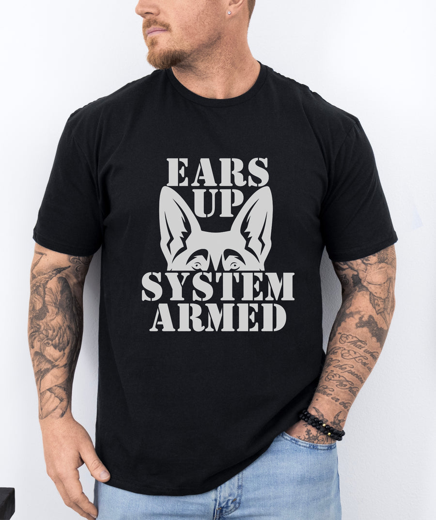 Ears Up System Armed German Shepherd T-Shirt