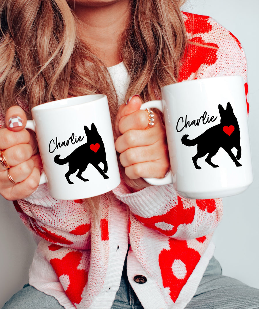 Custom GSD Silhouette Mug – Heart Edition