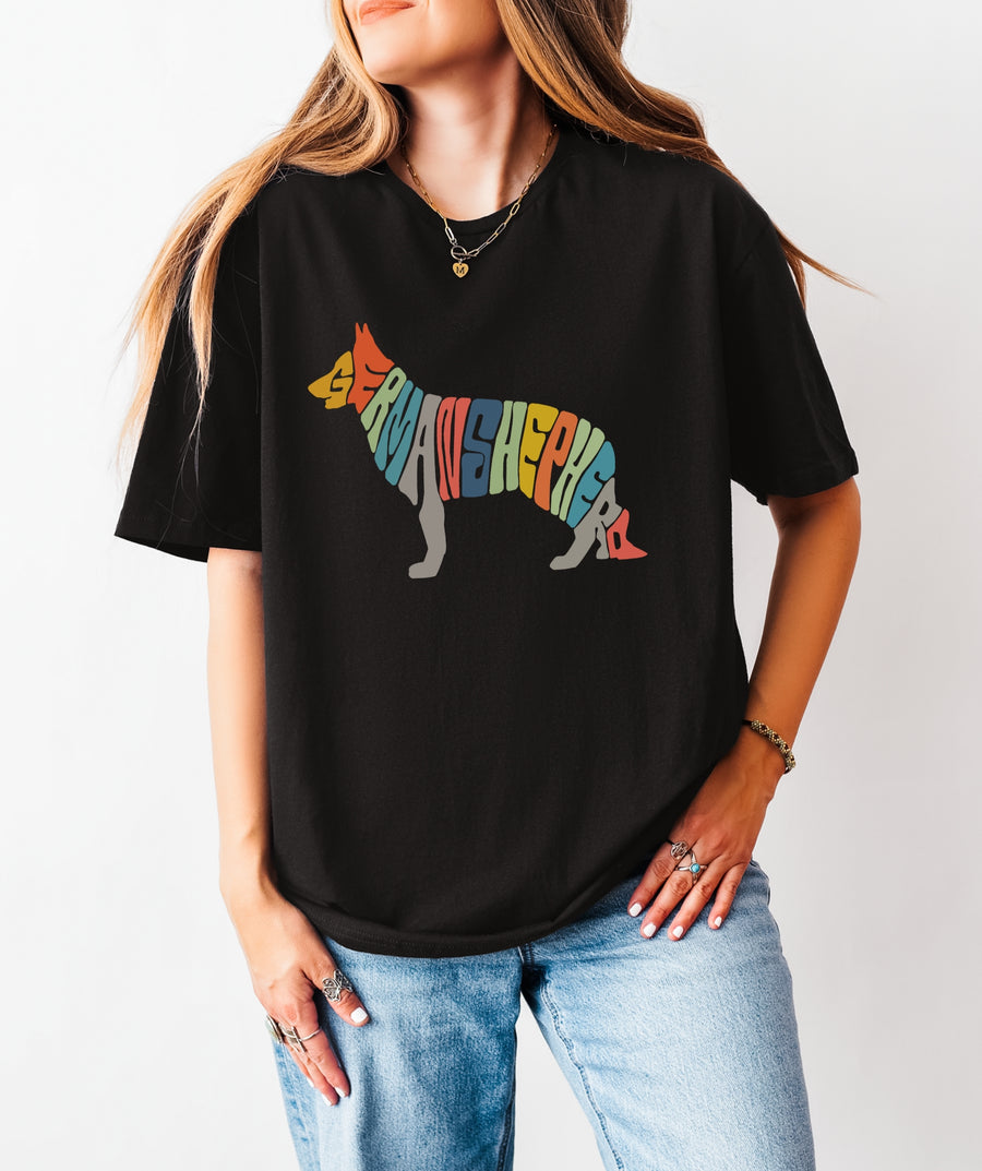 German Shepherd Color Letters T-Shirt