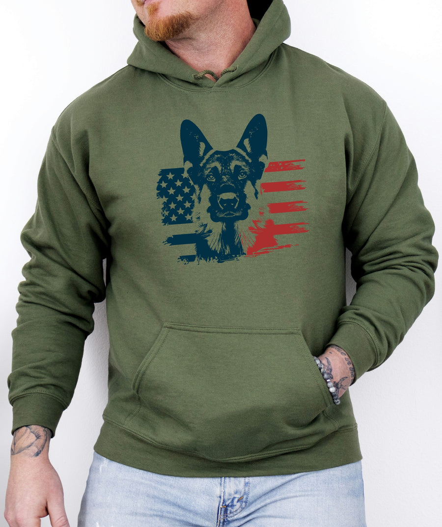 Flag Face German Shepherd Hoodie