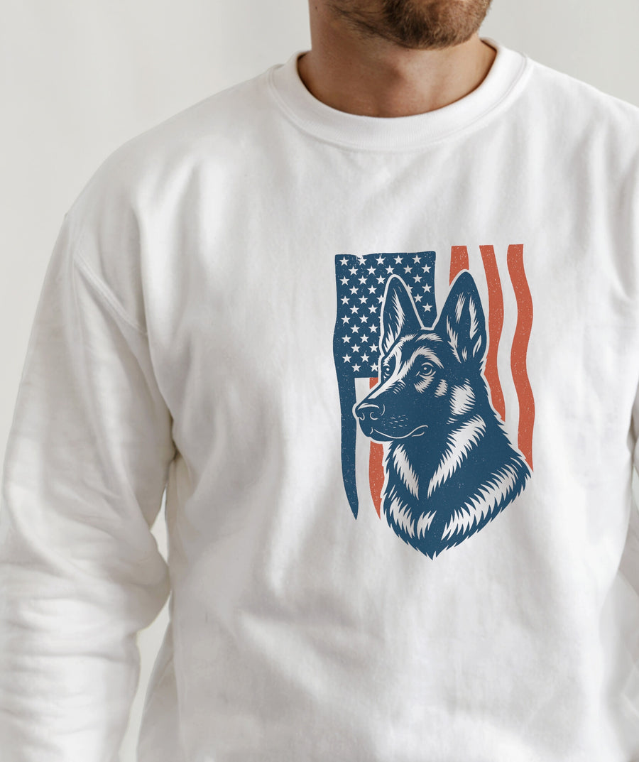 Patriotic German Shepherd Flag Face Sweatshirt