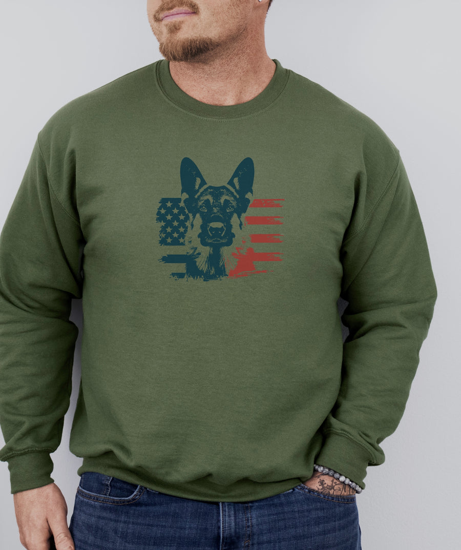 Flag Face German Shepherd Sweatshirt