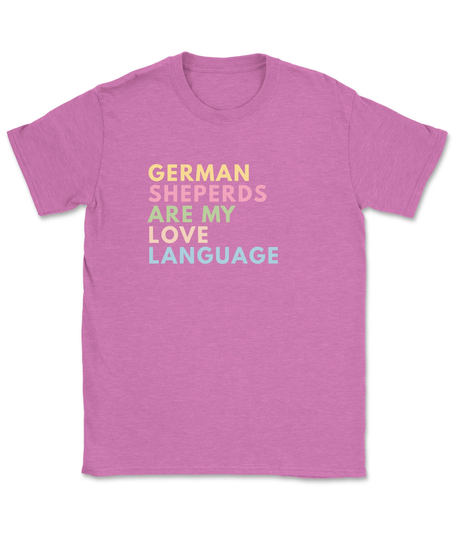 German Shepherd Love Language T-Shirt – Bright Edition