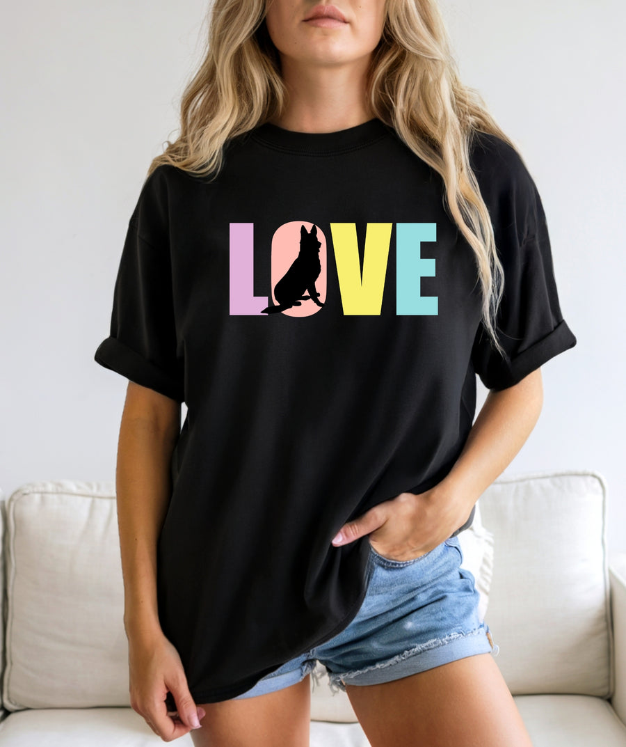 Love in Every Sit – Bright Pastel GSD Tee