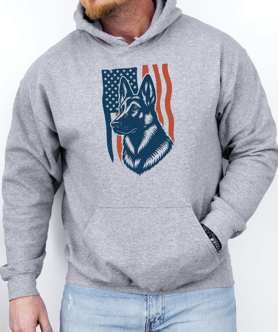 Patriotic German Shepherd Flag Face Hoodie
