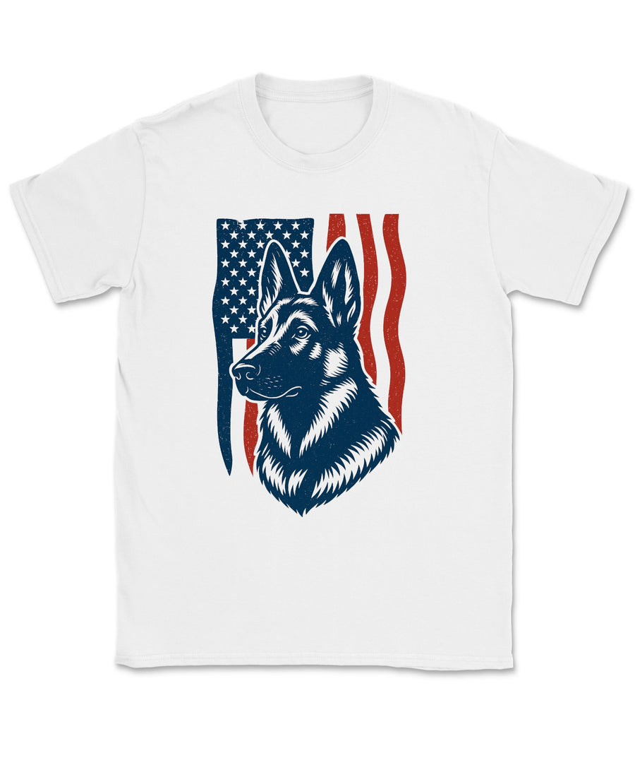 Patriotic German Shepherd Flag Face T-Shirt