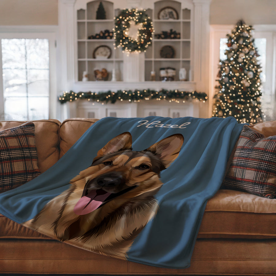 Custom German Shepherd Artwork Blanket